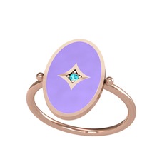 Akuamarin 925 ayar rose altın kaplama gümüş yüzük (Menekşe mineli)