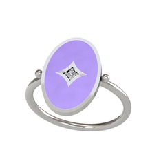 Swarovski 8 ayar beyaz altın yüzük (Menekşe mineli)