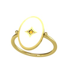 Amara Yüzük - Sitrin 925 ayar altın kaplama gümüş yüzük (Beyaz mineli) #1i4zt24