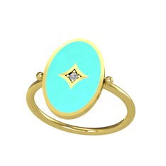 Amara Yüzük - Swarovski 925 ayar altın kaplama gümüş yüzük (Turkuaz mineli) #1lzmgh2