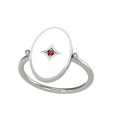Garnet 14 ayar beyaz altın yüzük (Beyaz mineli)