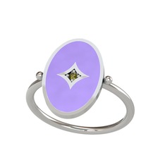 Peridot 18 ayar beyaz altın yüzük (Menekşe mineli)