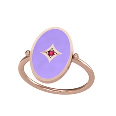 Rodolit garnet 18 ayar rose altın yüzük (Menekşe mineli)