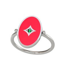 Amara Yüzük - Yeşil kuvars 925 ayar gümüş yüzük (Kırmızı mineli) #1um5if5