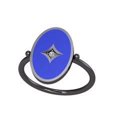 Swarovski 925 ayar siyah rodyum kaplama gümüş yüzük (Lacivert mineli)