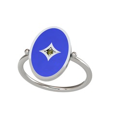 Peridot 925 ayar gümüş yüzük (Lacivert mineli)