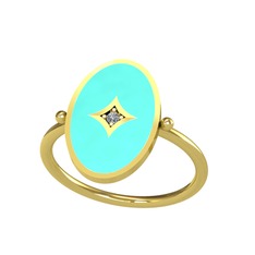 Pırlanta 8 ayar altın yüzük (0.015 karat, turkuaz mineli)