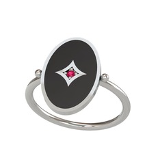 Amara Yüzük - Rodolit garnet 925 ayar gümüş yüzük (Siyah mineli) #4bjxcw