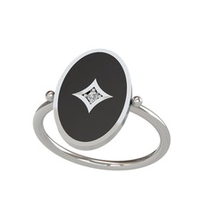 Amara Yüzük - Swarovski 14 ayar beyaz altın yüzük (Siyah mineli) #4fne7b