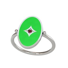 Amara Yüzük - Kök yakut 925 ayar gümüş yüzük (Yeşil mineli) #6nmkod