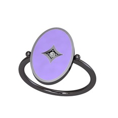 Amara Yüzük - Swarovski 925 ayar siyah rodyum kaplama gümüş yüzük (Menekşe mineli) #cdtpeo