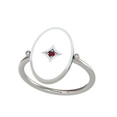 Amara Yüzük - Kök yakut 18 ayar beyaz altın yüzük (Beyaz mineli) #clm44n