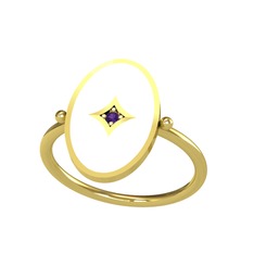 Amara Yüzük - Ametist 18 ayar altın yüzük (Beyaz mineli) #fgpmje