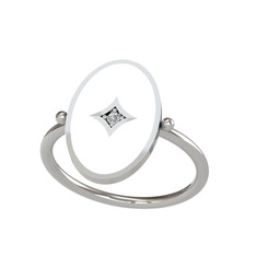 Swarovski 8 ayar beyaz altın yüzük (Beyaz mineli)