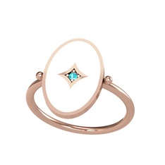 Amara Yüzük - Akuamarin 8 ayar rose altın yüzük (Beyaz mineli) #h1b0i3