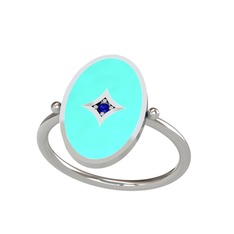 Amara Yüzük - Lab safir 18 ayar beyaz altın yüzük (Turkuaz mineli) #hcmvkt