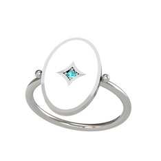 Amara Yüzük - Akuamarin 18 ayar beyaz altın yüzük (Beyaz mineli) #itmz92