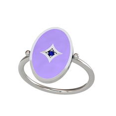 Lab safir 14 ayar beyaz altın yüzük (Menekşe mineli)