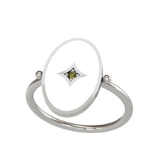 Peridot 925 ayar gümüş yüzük (Beyaz mineli)