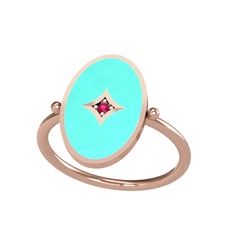 Amara Yüzük - Rodolit garnet 8 ayar rose altın yüzük (Turkuaz mineli) #kfex5n