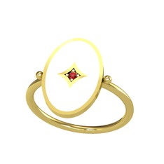Garnet 14 ayar altın yüzük (Beyaz mineli)