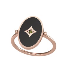 Amara Yüzük - Peridot 18 ayar rose altın yüzük (Siyah mineli) #o1iww9