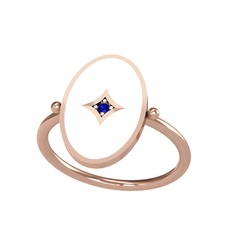 Lab safir 925 ayar rose altın kaplama gümüş yüzük (Beyaz mineli)