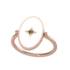 Amara Yüzük - Peridot 8 ayar rose altın yüzük (Beyaz mineli) #ola346