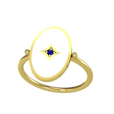 Amara Yüzük - Lab safir 18 ayar altın yüzük (Beyaz mineli) #op7gsr