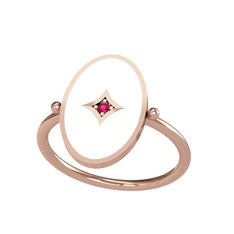 Amara Yüzük - Rodolit garnet 8 ayar rose altın yüzük (Beyaz mineli) #optpaz
