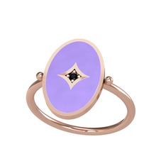 Amara Yüzük - Siyah zirkon 14 ayar rose altın yüzük (Menekşe mineli) #pddzo7