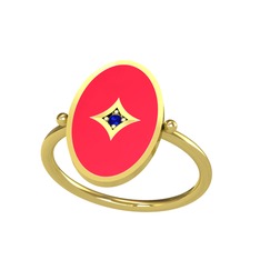 Amara Yüzük - Lab safir 8 ayar altın yüzük (Kırmızı mineli) #sj3wwi