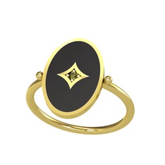 Peridot 14 ayar altın yüzük (Siyah mineli)