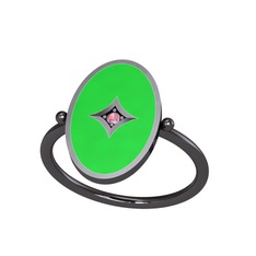 Amara Yüzük - Pembe kuvars 925 ayar siyah rodyum kaplama gümüş yüzük (Yeşil mineli) #wpm2nj