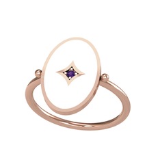 Amara Yüzük - Ametist 18 ayar rose altın yüzük (Beyaz mineli) #wrzs8f