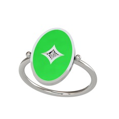 Beyaz zirkon 925 ayar gümüş yüzük (Yeşil mineli)