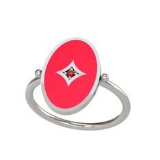 Garnet 8 ayar beyaz altın yüzük (Kırmızı mineli)