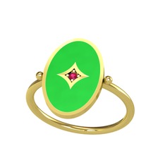 Amara Yüzük - Rodolit garnet 14 ayar altın yüzük (Yeşil mineli) #y0nwpc