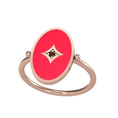 Dumanlı kuvars 925 ayar rose altın kaplama gümüş yüzük (Kırmızı mineli)