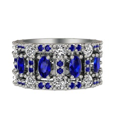 Zelie Tamtur Yüzük - Lab safir ve pırlanta 925 ayar gümüş yüzük (1.76 karat) #123bh0r