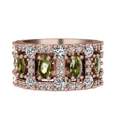 Zelie Tamtur Yüzük - Peridot, pırlanta ve beyaz zirkon 18 ayar rose altın yüzük (1.76 karat) #12w1g0f