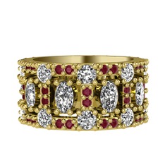 Zelie Tamtur Yüzük - Swarovski, pırlanta ve kök yakut 18 ayar altın yüzük (1.76 karat) #13rwzck