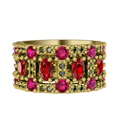 Zelie Tamtur Yüzük - Garnet, rodolit garnet ve peridot 8 ayar altın yüzük #14j4wiu