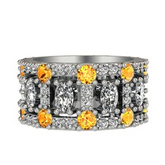 Zelie Tamtur Yüzük - Swarovski ve sitrin 18 ayar beyaz altın yüzük #150hizi