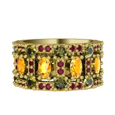 Zelie Tamtur Yüzük - Sitrin, peridot ve kök yakut 18 ayar altın yüzük #17ennl5