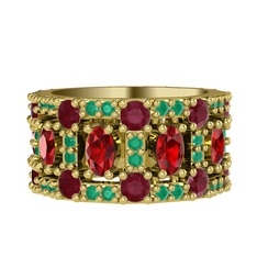 Zelie Tamtur Yüzük - Garnet, kök yakut ve kök zümrüt 925 ayar altın kaplama gümüş yüzük #17rm2gv