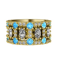 Zelie Tamtur Yüzük - Swarovski, akuamarin ve pırlanta 18 ayar altın yüzük (0.66 karat) #17rpq2v