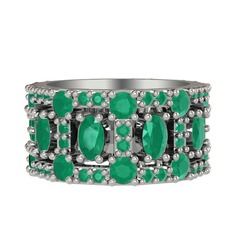 Zelie Tamtur Yüzük - Kök zümrüt 18 ayar beyaz altın yüzük #18frewf