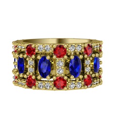 Zelie Tamtur Yüzük - Lab safir, garnet ve swarovski 925 ayar altın kaplama gümüş yüzük #18g5dnr