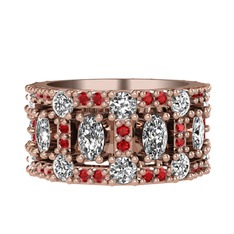 Zelie Tamtur Yüzük - Swarovski, pırlanta ve garnet 18 ayar rose altın yüzük (1.76 karat) #18p597r